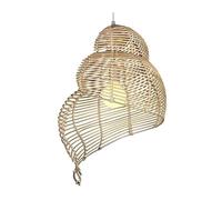 Basket Shade Hallway Asian Natural Bird Nest Chandelier Indoor Lighting Rattan Pendant Lamp Light Fixture for Living Room,Kitchen Island(Natural Color,25CM)
