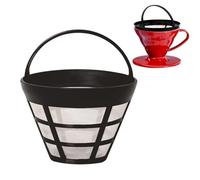 Basket Shaped Coffee Filters - User-Friendly Cone Mesh Reusable Strainer Replacement Part - Optimized Coffee Maker Filter | For Home Kitchen Commercial Cafe Workplace Travel Camping Picnic