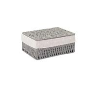 Basket Storage Box Kitchen 1-Pack,Handwoven Wicker Rattan with Lid,Desktop Sundries Cosmetics Organizer Clothes Toys