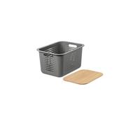 'Basket Storage Box' with Brown Bamboo Lid, Charcoal SmartStore Grey Large