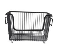 Basket Storage Boxes Freezer Organizer Bin Keep Tidy Metal Stackable Fruits Meat Wire Basket for Kitchen Home Use L Black 33 * 27 * 21CM Home appliance components