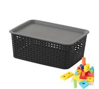 Basket Storage - Stackable Storage Bins - Pantry Basket Tray, Small Woven Hollow Baskets with Handle for Toy Class Organization, Countertops