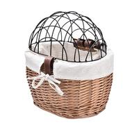 Basket - Willow Front Woven Basket With Wire Mesh Cover | Bike Pet Carrier, Cat Basket, Detachable Pet Carrier, Pet Carrier Front Basket For Dogs, And Cats