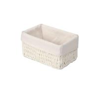 Basket with Braided Body and Soft Interior Lining for Drawer Organization Rectangular Closet Bin with Open Top Suitable for Entryway Shelf, White, Small 18 12 10 Cm
