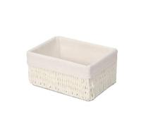 Basket with Braided Body and Soft Interior Lining for Drawer Organization Rectangular Closet Bin with Open Top Suitable for Entryway Shelf, White, Medium 22 16 11 Cm