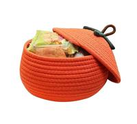 Basket with Lid - Dust Lid Halloween Woven Basket Decorative Cute Organiser Seasonal Rope Basket Woven Storage Box for Keys, Books, Clothes and Snack Accessories