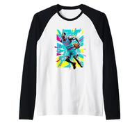 Basketball 24 Behind The Back in Bright Summer Colors Comic Raglan Baseball Tee
