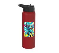 Basketball 24 Behind The Back in Bright Summer Colors Comic Stainless Steel Insulated Water Bottle
