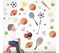 Basketball and Football Wall Stickers - Sports Decals for Boys - Removable Vinyl Wall Art for Kids Bedroom, Nursery, Game Room, Playroom or Classroom