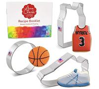 Basketball and Volleyball Cookie Cutters 3-Pc. Set Made in the USA by Ann Clark, Sneaker, Ball, Jersey