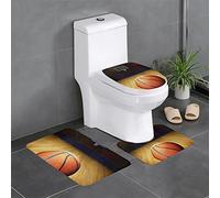 Basketball Arena Print Bathroom Rug Set 3 Piece Bathroom | It is made of soft absorbent flannel with a non-slip backing,it suitable for use in the shower area, beside the bathtub,