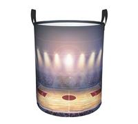 Basketball Arena Print Round Laundry Basket With Handles Waterproof Laundry Hamper For Bathroom Circular Storage Basket