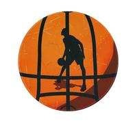 Basketball Art Printed Gaming Mouse Pad 4 PCS, Round Non-Slip Rubber Base Laptop Mousepad Desk Mat for Gamer, Office, Home
