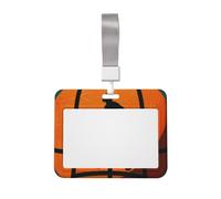 Basketball Art Printed ID Badge Holder with Lanyard, Clear Plastic Badge Holder for Work, School, Hospital, Security - Water Resistant & Dirt Proof