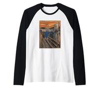 Basketball Art - Scream ON The Alley Hoop Dunk in Blue Raglan Baseball Tee