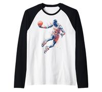 Basketball Art Sport Motif Design Player Men Women Raglan Baseball Tee