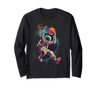 Basketball Artwork Colourful Astronaut Basketball Player Long Sleeve T-Shirt