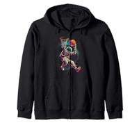 Basketball Artwork Colourful Astronaut Basketball Player Zip Hoodie