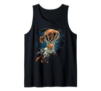 Basketball Artwork Slam Dunk Splash Basketball Player Hoop Tank Top