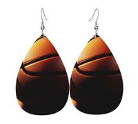 Basketball Background Leather Earrings Dangle Drop Earring Lightweight Teardrop Earrings Vintage Bohemian Earring for Women Christmas Birthday Gift Fashion Jewelry