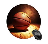 Basketball Background Mouse Pad Funny Round Mousepad Anti-Slip Rubber Mouse Mat Laptop Desk Accessories 7.8 X 7.8 Inch for Office and Home Use