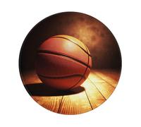 Basketball Background Mouse Pad with Anti-fray Stitching, Waterproof Gaming Mouse Mat for Men Women Non-Slip Rubber Base Round Computer Mousepad for Office Desk Accessories 8in