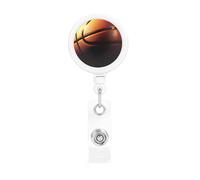 Basketball Background Retractable Badge Reel Heavy Duty Badge Holder with Belt Clip Retractable Lanyards ID Card Holder with Keychain Name Badge Clips for Office Nurse Employee