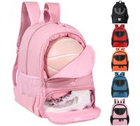 Basketball Bag Backpack for Women with Ball & Shoes Compartment 30L Capacity Lightweight Breathable Girls Soccer Ball Bag Backpack Fit Volleyball Football Sports Travel School Gym Pink