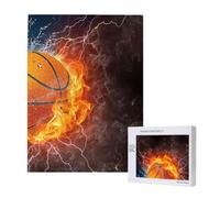 Basketball Ball On Fire And Water,500 Pieces Wooden Jigsaw Family Game Jigsaw Puzzles for Adults Teens