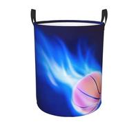 Basketball Ball Printing Circular Laundry Hamper - Two Handles, Suitable For Clothes,Easily Stores Gifts,Daily Items