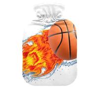 Basketball Ball Shot Flame Hot Water Bottles with Soft Cover Warm Water Heat Bottles for Menstrual Cramps Pain Relief Medium