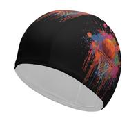 Basketball Ball Slam Dunk Hoop Swimming Cap Women Men Swim Cap | Elastic for Hair and Ear Protection Water Sports Pool Bathing Training