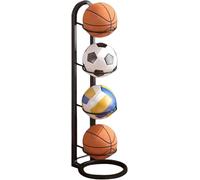Basketball Ball Storage Rack, 4 Tier Holder Stand Floor, Metal, Multi-Layer Organizer, Durable For Volleyball Football Indoor