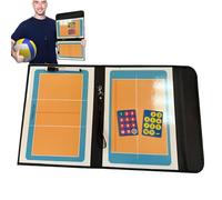 Basketball Basticle - Double-Sided Whiteboard, Leather Exterior Finish, Erasable Teaching Component, Portable Sports Tactics Organizer With Twenty-Four Markers | C