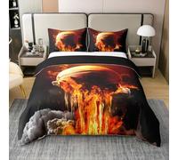 Basketball Bedding Set Competition Sports Style Modern 100% Cotton King Duvet Cover 3 Pcs for Kids Boys Teens Adults 3D Abstract Flame Print Comforter Cover,2 Pillowcases,No Comforter