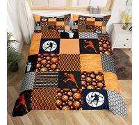 Basketball Bedding Set for Girls Boys Kids 3D Ball Sports Comforter Cover Set Basketball Gamesative Duvet Cover Geometric Quilt Cover Single Size 2Pcs