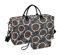 Basketball Black Brown Decorative Carry On Tote Bag Workout Bag with Adjustable Strap for Trekking Large Capacity Bolsa de Gym para Mujer