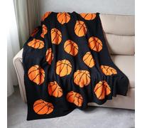 Basketball Blanket Gifts for Boys Girls Lightweight Reversible Baskteball Throw for Team Baskteball Gift for Men Baskteball Lover/Player Gifts Soft Warm Baskteball Throw Blanket, 51x63 Inch, Black