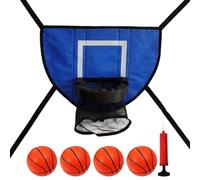 Basketball Bounce Net - Adjustable Trampoline Hoop Attachment, Complete Set with 4 Ball Pump, Durable Play Game | Backyard Jumping Activity Entertainment at the Backyard