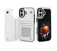Basketball Breaking Through Wall Cell Phone Flip Case Compatible with iPhone 16/16 Plus/16 Pro/16 Pro Max/16 E/SE4 Soft Protective Shell