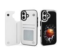 Basketball Breaking Through Wall Cell Phone Flip Case Compatible with iPhone 16/16 Plus/16 Pro/16 Pro Max/16 E/SE4 Soft Protective Shell