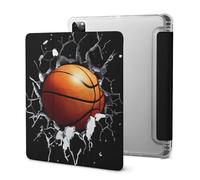 Basketball Breaking Through Wall Tri-fold Tablet Case Compatible with IPAD Pro 2020 (11in)/2020 (10.2in)/2020 AIR 4 (10.9in)/Pro 2021 (11in) Soft Protective with Pen Slot