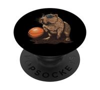 Basketball Capybara Drawing Animal Art Basketball Lover PopSockets Adhesive PopGrip