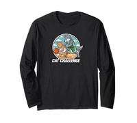 Basketball Cat vs Wolf Sports Challenge Graphic Long Sleeve T-Shirt