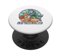 Basketball Cat vs Wolf Sports Challenge Graphic PopSockets Adhesive PopGrip