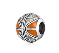 Basketball Charm Genuine 925 Sterling Silver Love Sport Charms Football Charms For Pandora Women Bracelets (Yellow Basketball)