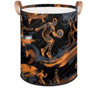 Basketball Coach Laundry Basket Foldable Boys Basketball Laundry Hamper Round Storage Basket With Handle For Bathroom/Laundry Storage/Bedroom Storage Basket