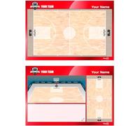 Basketball Coach Tactical Board. Personalised with Name Logo or Club Crest. Double Sided Dry Wipe Board 13.8 x 9.5 inches