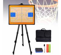 Basketball Coaching Board, 61.5 * 46cm Magnetic Tactic Clipboard with Tripod & Special Pen, Double Sided Dry Erase Whiteboard, Height Adjustable for Training