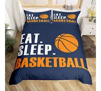Basketball Comforter Cover Set 3D Ball Sports Bedding Set for Boys Girls Women Men Blue Eat Sleep Basketball Bedding Duvet Cover Set Ball Games Double Size Bedspread Cover 3Pcs